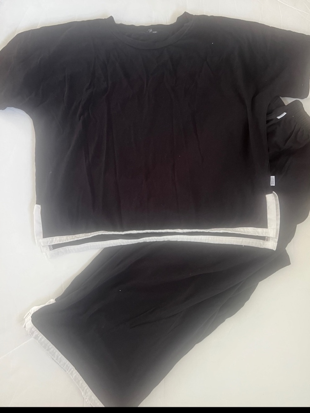 Rebecca Minkoff Black Lounge Set with Off White Trim